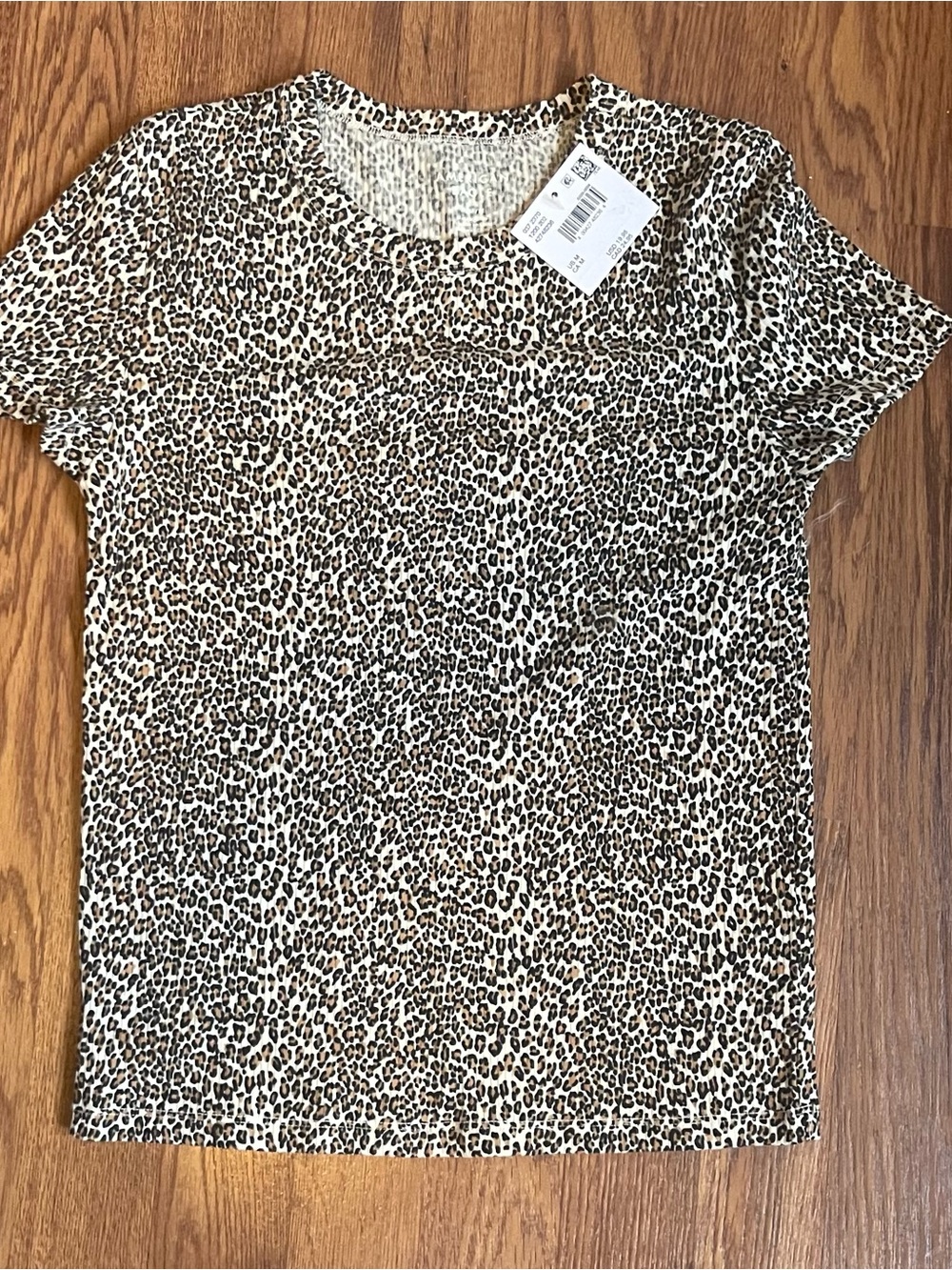 American Eagle Outfitters Leopard Crewneck Tee - Cream/Brown/Black